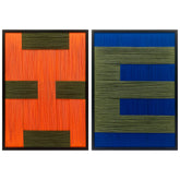 Modern Geometry and Chromatic Balance - Contemporary Artistry Meticulously Crafted with Woven Threads